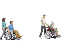 NOCH Figurines H0 en fauteuil roulant 1:87, peintes à la main, debout et assis