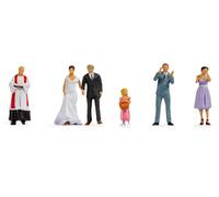 Noch H0 Figurine Couple de mariés, Figurines colorées à la Main en Plastique, idéales pour dioramas, scène de Mariage 1:87 H0