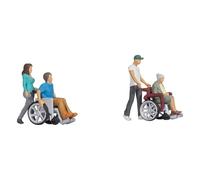 NOCH Figurines H0 en fauteuil roulant 1:87, peintes à la main, debout et assis