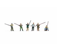 NOCH H0 Lot De 6 Figurines D’Angler, Peintes À La Main, 1:87 En Plastique