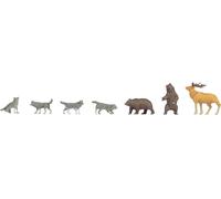 NOCH H0 Ours et loups modèle fini, modèle en plastique, peint à la main, assis, debout, animé