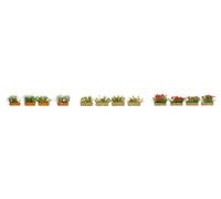 Noch® Jardinières en Fleurs Rouge, Blanc et Jaune, 12 Plantes peintes à la Main pour la Largeur de Voie H0, parfaites pour la décoration des détails, Coloré
