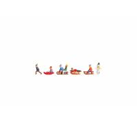 NOCH N Enfants Dans Neige, Lot de Figurines pour Voie N , 6 Enfants Avec Luge