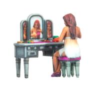 NOCH Personnage 3D : femme devant sa coiffeuse - HO 1/87 - NOCH 10423