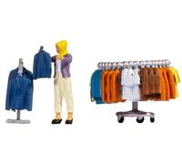 Noch Tiny-Scenes - Figurines H0 - Scène de marché réaliste avec présentoir pour modélisme