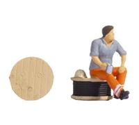 Noch Tiny-Scenes « Pause café » avec Figurine en Plastique colorée à la Main Assise pour la Distance de Voie H0 à l'échelle 1:87