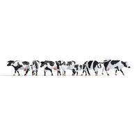 Noch H0 15725 – Vaches peintes debout noir-blanc – Paquet 6 vaches + 1 veau – Échelle 1:87