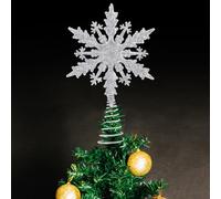 NOCHME Flocon De Neige Étoile Pointes De Sapin De Noël 14 X 22,9 Cm Super Brillant Paillettes Noel Décoration Christmas Tree Topper Star Argent