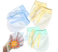 NOCHME Moufles Bebe Naissance Fille Garçon 0-3-6-12 Mois,3 Paires élasticité Réglable Mailles Respirantes Sans Gants De Bébé Nouveau-nés Anti-rayures Mitaines Mits