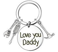 NOCHME Porte Clef Fete Des Peres Porte-clé Personnalisé Pour Papa, Love You Daddy Outils Réparation Inox Keyring Pour Homme, Papa, Grand-père, Beau Papa Anniversaire, Avec Boîte Cadeau, Argent