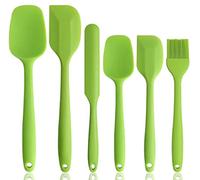 NoChoX 6 Pièces Spatules Silicone Résistantes à la Chaleur 500°F - Ustensiles Cuisine Avec Noyau en Acier, Sans BPA, Antiadhésif - Pour Mélanger, Cuire et Cuisiner - Vert