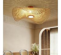 NOCHX Lustre Plafonnierd De Style Japonais E27 Base Personnalisée Chambre Salon Étude Lampe De Plafond Bohème Hôtel Ferme Bambou Tissé Lampes De Plafond De Décoration Intérieure(75cm)