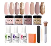 NOCIS Ensemble d'art des ongles en poudre à tremper 11 pièces - Système de poudre à tremper acrylique nude et pailletée, comprend base, activateur et top coat - Sans parfum, matériau acrylique, sans a