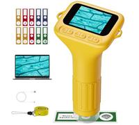 NOCOEX Microscope Portable 1000X pour Enfants - Microscope Numérique de Poche à écran IPS 2,0" Lumières LED avec 15 Lames et Carte TF 32G - Miniscope Extérieur à Partir de 3-12 Ans (Jaune)