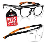 NoCry Over-Spec Lunettes de sécurité avec verres rayures enveloppante, avec certification ANSI Z87 et OSHA et branches réglables et protection contre les rayons UV 400, Noir et Orange