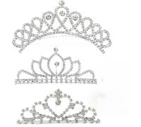 NODG Lot de 3 diadèmes argentés pour filles avec peigne et strass pour petites filles