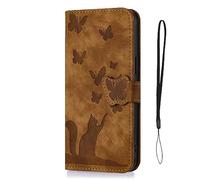 Nodigao Compatible pour Samsung Galaxy A36 5G Coque Cuir Magnétique Antichoc avec Support Clapet Design Chat Motif Étui Kickstand Case Cover Housse Portefeuille - Le Brun A