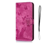 Nodigao Compatible pour Samsung Galaxy A36 5G Coque Cuir Magnétique Antichoc avec Support Clapet Design Chat Motif Étui Kickstand Case Cover Housse Portefeuille - Rose Rouge A
