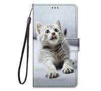Nodigao Coque Compatible pour Xiaomi 14T Antichoc avec Support Clapet Design Animal Motif Drôle Étui Bumper Kickstand Case Cover Housse Portefeuille - Chat B