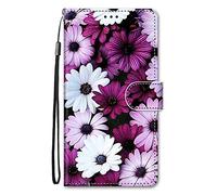 Nodigao Coque pour Oppo Reno 12 FS 4G 5G / Oppo Reno 12 F 4G 5G Cuir Antichoc avec Support Clapet Design Motif Drôle Étui Bumper Kickstand Case Cover Housse Portefeuille - Marguerite