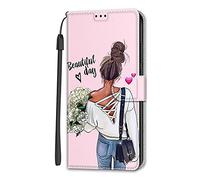 Nodigao Cuir Coque pour Motorola Moto G56 5G Antichoc avec Support Clapet Design Silicone Animal Motif Drôle Étui Bumper Kickstand Case Cover Housse Portefeuille Pochette - Fille