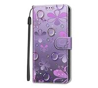 Nodigao Cuir Coque pour ZTE Blade A35E Antichoc avec Support Clapet Design Silicone Animal Motif Drôle Étui Bumper Kickstand Case Cover Housse Portefeuille Pochette - Mauve