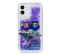 Nodigo Coque Compatible avec iPhone 12 Mini Paillette Silicone Liquide Transparente Motif Drôle Antichoc 3D Étui Bumper Kawaii Bling Case Cover One Piece Housse - Hibou