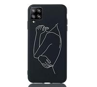 Nodigo Coque Compatible pour Samsung Galaxy A12 Silicone Motif Drôle Noir Créatif Antichoc TPU Étui Anti Choc Bumper Mat Case Cover One Piece Housse - Corps