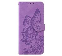 Nodigo Cuir Coque pour iPhone 6/6s/7/8/SE 2020 Antichoc avec Support Clapet Design Silicone Papillon Motif Drôle Étui Bumper 360 Kickstand Case Cover Housse Fille Femme Homme Portefeuille - Mauve