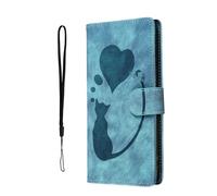 Nodigo-EU Compatible pour Samsung Galaxy A15 4G 5G Coque Cuir Magnétique Antichoc avec Support Clapet Design Chat Motif Drôle Étui Kickstand Case Cover Housse Portefeuille - Bleu B