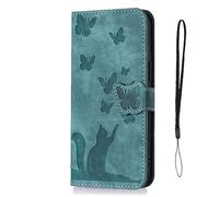 Nodigo-EU Compatible pour Samsung Galaxy A25 5G Coque Cuir Magnétique Antichoc avec Support Clapet Design Chat Motif Drôle Étui Kickstand Case Cover Housse Portefeuille - Vert A