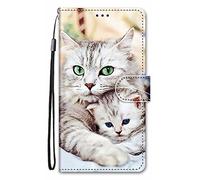 Nodigo-EU Coque pour Motorola Moto E13 Cuir Antichoc avec Support Clapet Design Motif Drôle Étui Bumper Kickstand Case Cover Housse Portefeuille - Chat