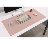 Nodito DeskPaw Sous-main en cuir double face, buvard pour ordinateur portable, tapis de souris, écriture, dessin, tapis d'art et d'artisanat (rose/argenté, 17 x 35")