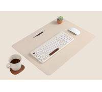 Nodito Sous-main en cuir double face, buvard pour ordinateur portable, tapis de souris, écriture, dessin, tapis d'art et d'artisanat (43,2 x 61 cm, beige/marron)