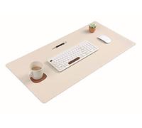 Nodito Sous-main en cuir double face, buvard pour ordinateur portable, tapis de souris, écriture, dessin, tapis d'art et d'artisanat (43,2 x 88,9 cm, beige/marron)