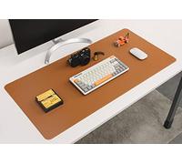 Nodito Sous-main en cuir double face, sous-main pour ordinateur portable, tapis de souris, écriture, dessin, tapis d'art et d'artisanat (43,2 x 88,9 cm, marron/marron foncé)