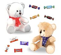 NOEL | 2 Oursons de Noël accompagnés de 20 bonbons au chocolat Célébrations, Milka, Kinder Schokobons et Mini Bueno, Daim | Cadeaux prêts à Offrir