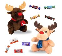 NOEL | 2 Rennes de Noël accompagnés de 20 bonbons au chocolat Célébrations, Milka, Kinder & Daim | A Offrir