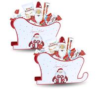 NOEL | 2 Traineaux garnis de 32 chocolats KINDER & DAIM + 1 moulage Père Noël en chocolat | Coffret cadeau Original prêt à Offrir