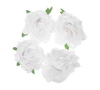 Noël 4pcs Broche Rose Rouge pour Robe Fleur en Tissu, Blanc | Épingle à Cheveux pour Femmes, Accessoire pour Cheveux de Demoiselle D'honneur, Thème Fête