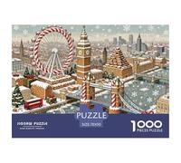 Noël à Londres Puzzle en Bois Imperméable Puzzles De 1000 Pièces pour Adultes Défi Et Casse-tête De Décoration pour La Maison