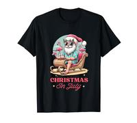 Noël amusant en juillet été Père Noël flamant rose traîneau Noël T-Shirt