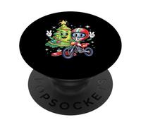 Noël Arbre Dirt Bike X-Mas Motocross Biker Pilote PopSockets PopGrip Adhésif