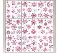 Noël Autocollant Fenetre, 93 Flocons de Neige Autocollants Décoratifs Rose Pailletés Amovibles et Réutilisables, Deco Noel pour Décorations de Fenêtres de Noël, Portes, Vitrines