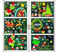 Noël Autocollants Fenetre, 8 Pcs Autocollant Noël Vitre, Stickers Noel Fenetre, Decoration Noel Fenetre, DIY Autocollants pour Decoration Noel
