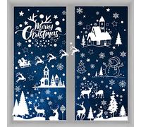 NoëL Autocollants Fenetre, 9 Feuilles Stickers Noel Fenetre Réutilisable, Décoration de Noël Electrostatique PVC Amovibles 3D Autocollant Fenêtre Stickers pour DIY Deco NoëL Intérieur (blanc cassé)
