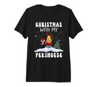 Noël avec Mon Chien pékinois Chiot Noël drôle T-Shirt Haut de Gamme