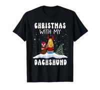 Noël avec Mon Chien Teckel Chiot Noël drôle T-Shirt Graphique avec Valeur