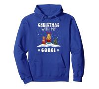 Noël avec Mon Chiot Corgi Dog Funny Xmas Sweat à Capuche, Unisexe pour Adultes, Bleu Royal, XXL