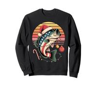 Noël Bass Fish Drôle De Pêche Chapeau De Père Noël Lumières Sweatshirt
